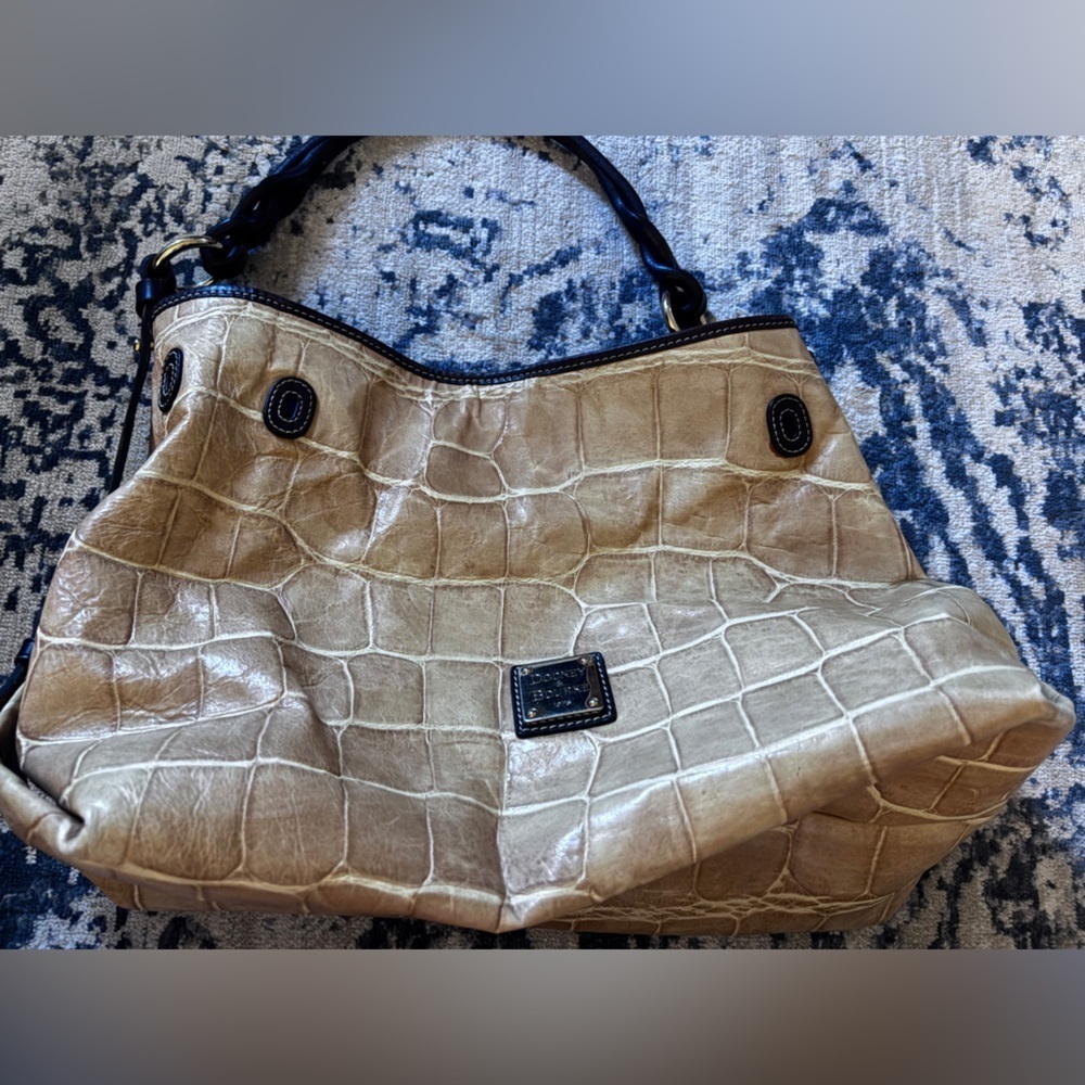 Dooney & Bourke Croco Embossed Leather Large Shoulder Bag